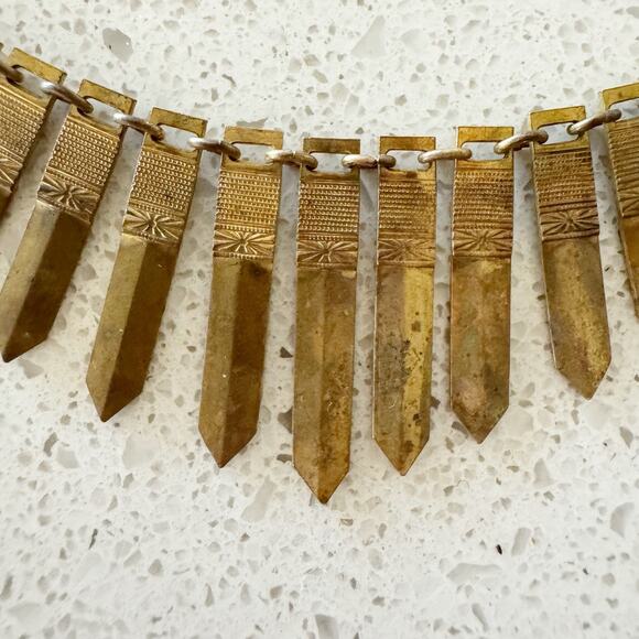 Vintage Egyptian Revival Doll Chain Kalevala Korunecklace Gold Brass Tone - Picture 6 of 7